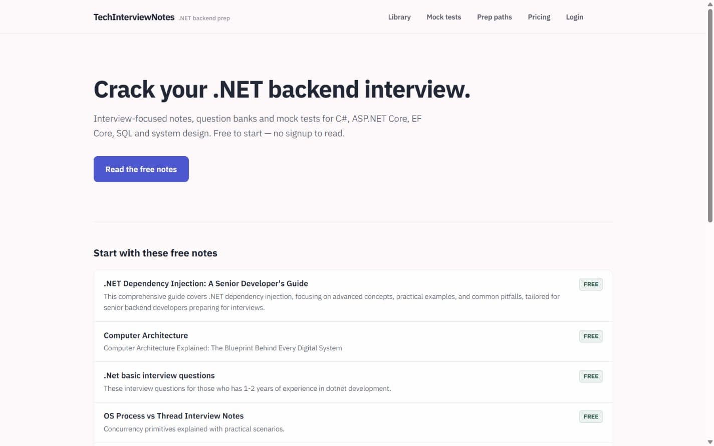 TechInterviewNotes technical interview preparation website
